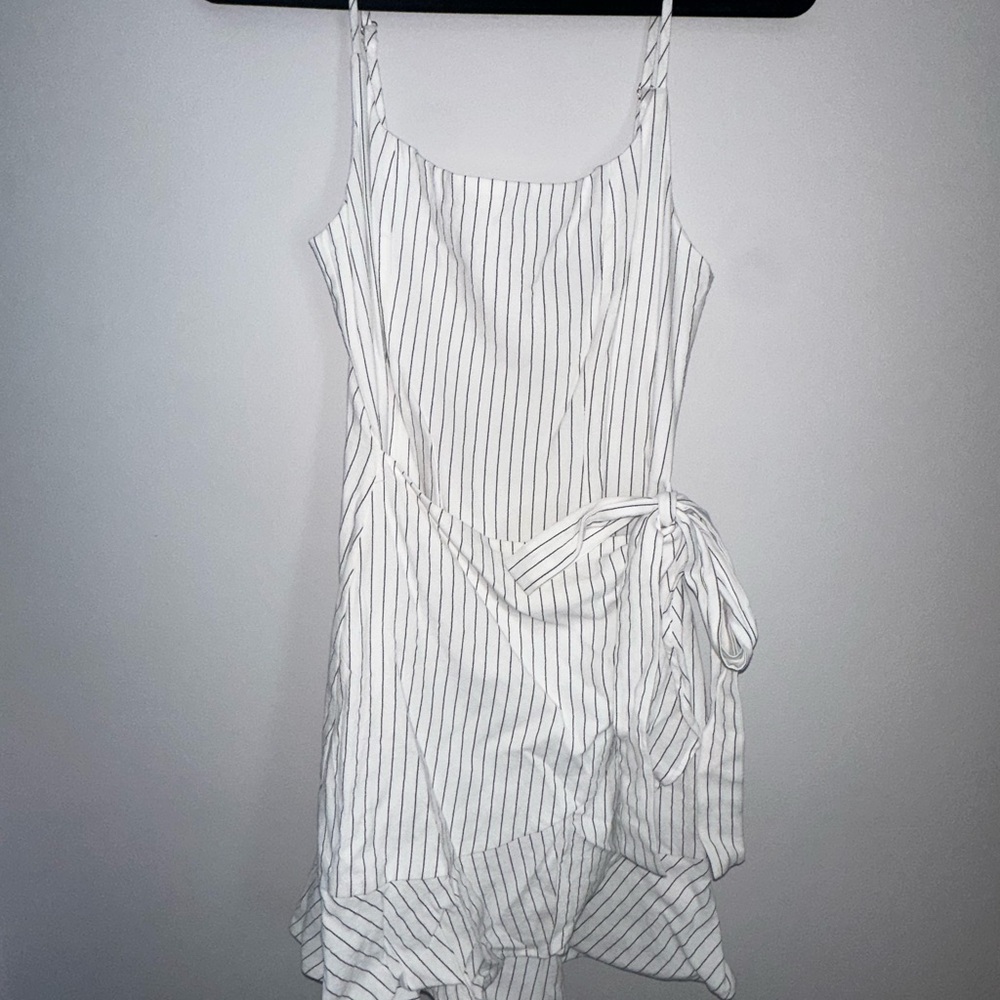 Lumiere White and Gray front tie Sundress